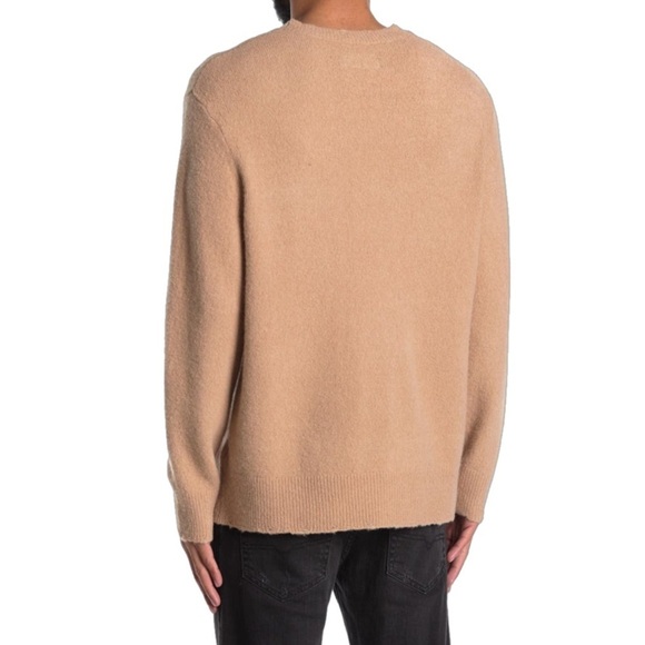 AllSaints Kez Crew Neck Pullover Distressed Wool Yak Blend Sweater, Tan size XS - Picture 6 of 8